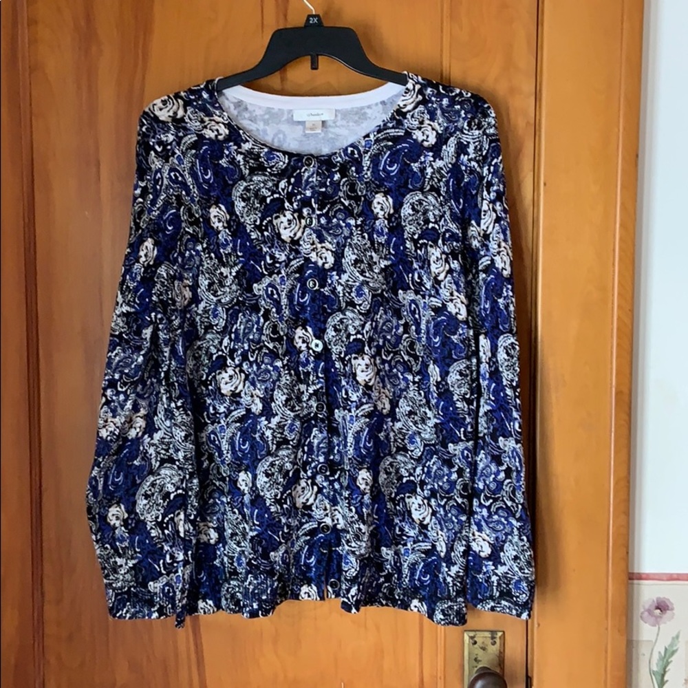 CJBanks Sweater in blue, black, tan pattern